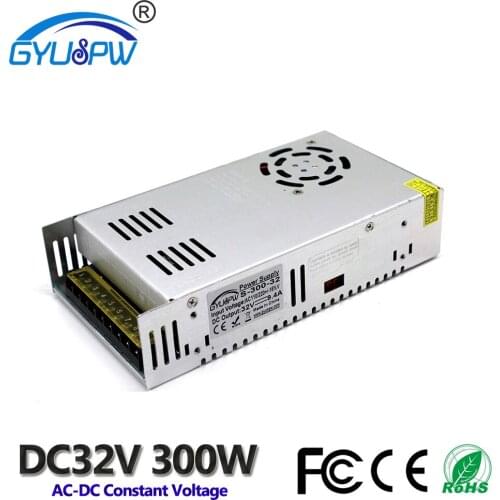 DC 32V Power Supply 9.4A 300W Driver Transformer 110V 220V AC DC32V Power Adapter for Led Lighting CNC Router CCTV Printer