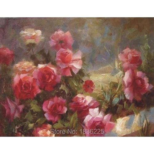 Oil Painting Art Supply Canvas Oil Table Flower Vase Modern Impression Art for Wedding Decoration Wall Decor House Decoration