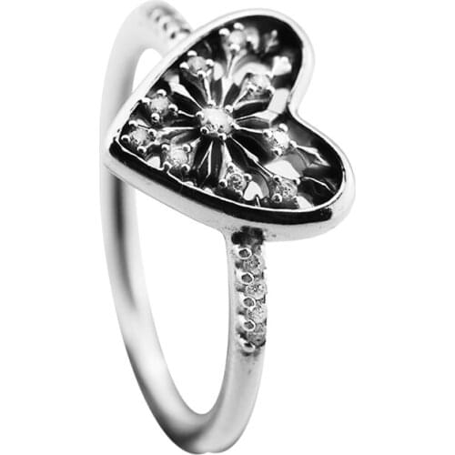 Ring Heart of Winter Silver Rings For Women Men with Clear CZ Anel Feminino 100% 925 Jewelry Sterling Silver Anillos Wedding
