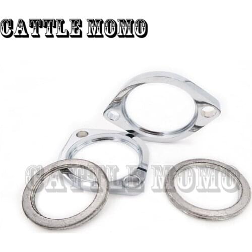 1 pair Motorcycle Exhaust Port RETAINING RINGS Studs Flanged Nuts Pipe Butt Screws Both-Ends Screw-In for Sportster XL 1986-2015