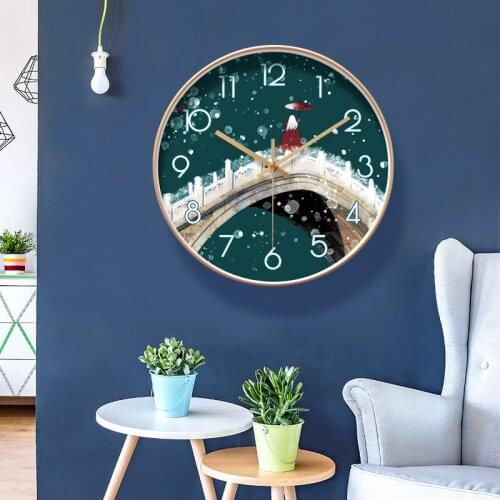 Round Creative Mute Modern Design Large Wall Clock Clocks for Home Kitchen Living Room Decor Battery Operated Silent