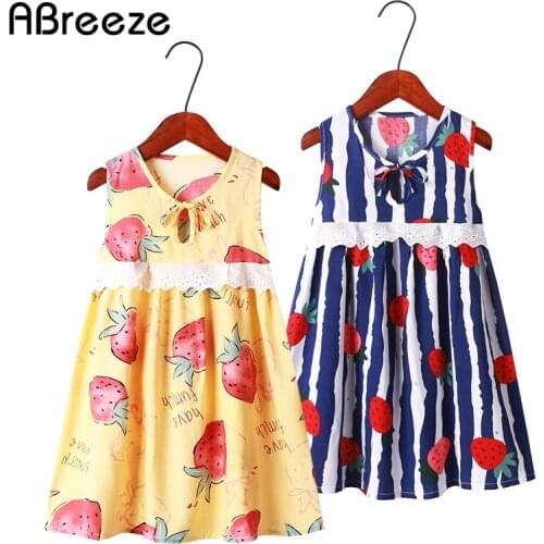 2020 Summer children dresses 2-10 years kids dresses for girls New Fruits print lace girls beach dresses