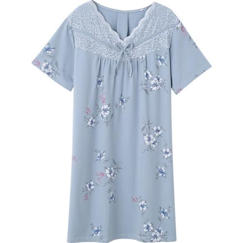 Summer Nightgown Women Cotton Short Sleepwear Women Elegant Ladies Nightdress Flower Nightwear Plus Size Home Dress Sleep 3XL