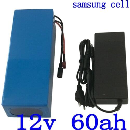 12V 200W 300W Lithium battery 12v 60ah electric bike battery 12v 60ah Lithium-ion Battery pack use samsung cell with 5A charger