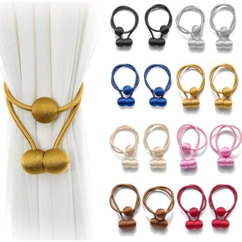 2PCS Magnetic Curtain Tiebacks Strong Magnetic Home MultiColours Holdbacks Curtain Tie Buckle Punch-free Clips Straps DIY Decor