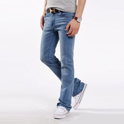 Jeans Men Spring and Autumn New Mens Denim Micro Flare Pants Korean Low Rise Elastic Casual Small Flare Jeans