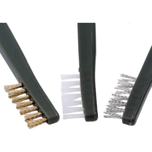 Mini Wire Brush Set Bristle Gas Stove Surface Cleaning Tool 3 Stick Double Head Wire Brush Home Kitchen Cleaning Brush 3pcs/Set