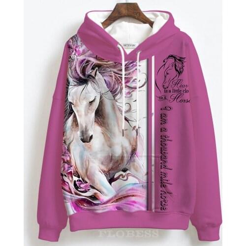 New 2022 Autumn Winter Pink Horse 3D All Over Printed Hoodie Sweatshirt Women Pullovers Hoodies Drop Ship
