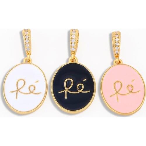 OCESRIO DIY Small Enamel Brand Love Oval Pendants For Women Multiple Colour CZ Nacklace Pendant Jewelry Making Supplies pdta058