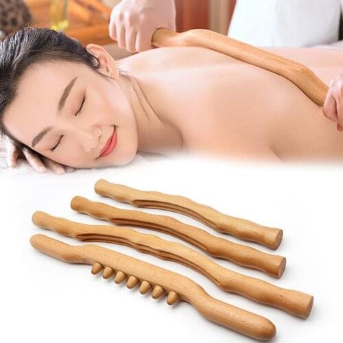 4 Pcs Guasha Scraping Stick for Back Shoulder Neck Waist Leg Massage Tools Made From Natural Wood Fast Large Area Gua Sha