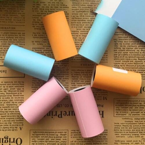 Printable Sticker Paper Printer papers Roll Direct Thermal Paper 57*30mm for PeriPage 4pcs Pink Blue Yellow Orange