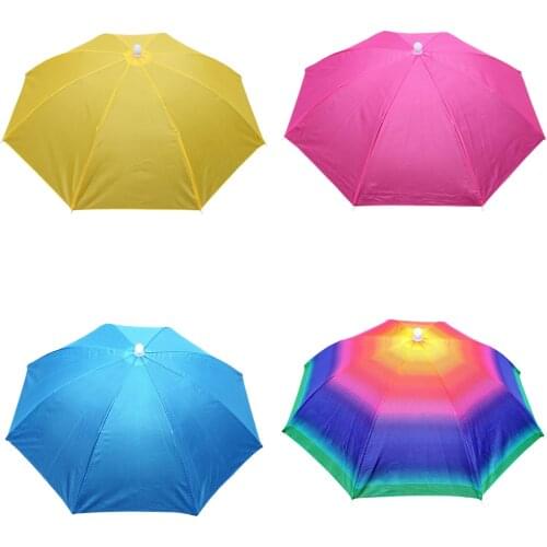 Portable Fishing Umbrella Hat Foldable Outdoor Rain Sun Shade Waterproof Camping Headwear Anti-Rain Anti-UV Beach Cap
