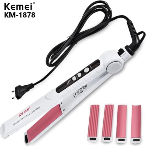 Kemei Professional Flat Irons Hair Straightener Curling Styling Tools Corn Splint Ionic 3 In 1 Straightening Irons KM-1878