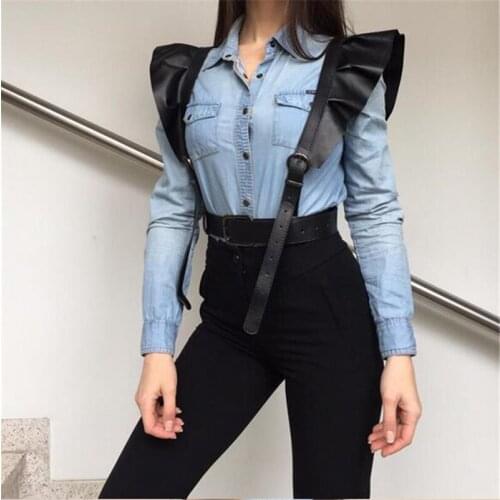Punk Sexy Women PU Leather Belts Female Slim Body Bondage Cage Harness Waist Straps Suspenders Belt Accessories