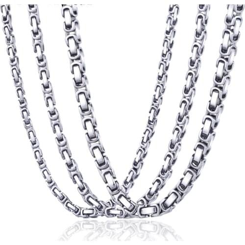 Width 5/6/8/ Byzantine Box Mens Chain Boys Stainless Steel Necklace Fashion Hiphop/Rock Jewelry 22"