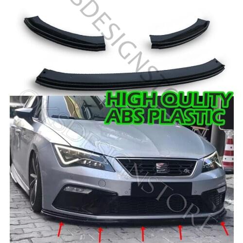 SEAT LEON 2017-2020 FR/CUPRA Front Bumper Lip 3 pcs Glossy Black Splitter Diffuser Lip Body Kit Spoiler Bumpers For