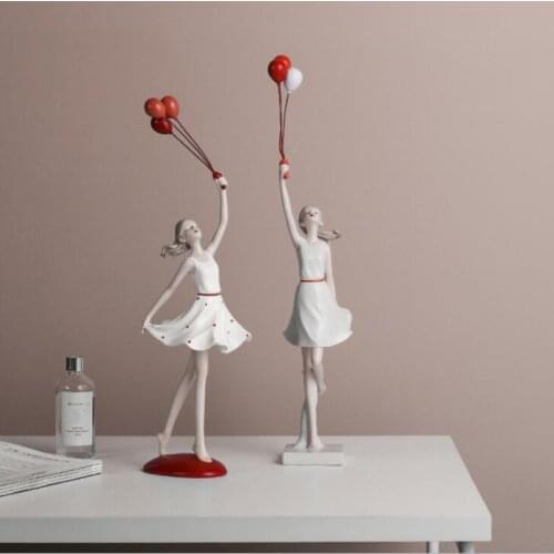 Modern Mickey Balloon Girl Resin Decoration Home Livingroom Desktop Figurines Accessories Entrance Coffee Table Sculpture Crafts