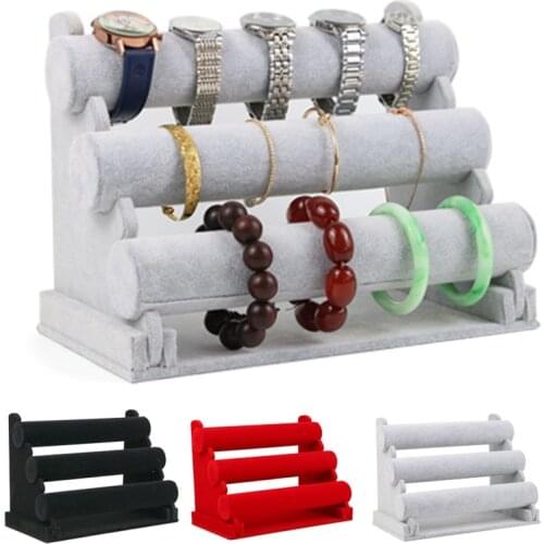 T-bar Jewelry Storage Rack Three-Layer Detachable Flannel Bracelet Display Stand Bracelet Watch Display Stand Bolsas De
