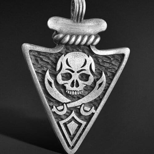 Viking Arrow Pendant Skull Mens Personality Hip Hop Titanium Steel Necklace European and American Retro Style Mens Necklace