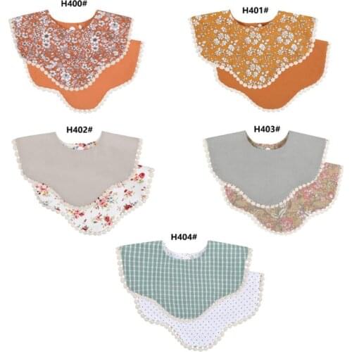 W3JF Floral Vintage Baby Double-Side Cotton Bibs Saliva Towel Boy Girls Feeding Apron