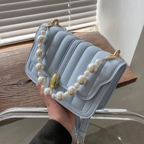 Pearl Chain Crossbody Bag for Women 2021 Fashion Brand Female Shoulder Bag Travel Ladies Handbags Quality Messenger Bags