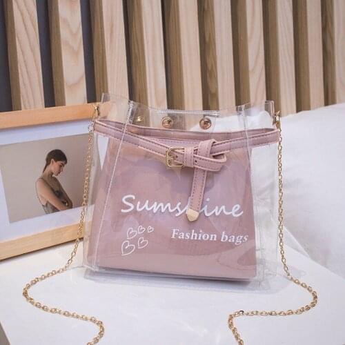 Bag female 2021 new Korean female student portable transparent jelly bag shoulder messenger bag