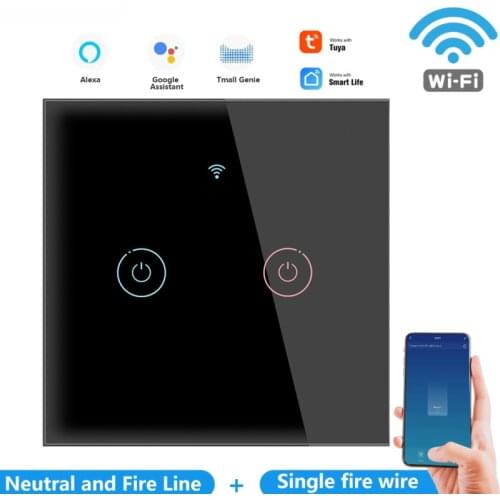 1/2/3 gang TUYA WiFi Smart Glass Screen Touch Switch 110-250V Home Wall Button for Alexa and Google Home Assistant EU Standard