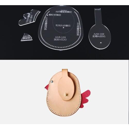 1 Set DIY Leather Card bag coin purse Sewing Pattern Hard Kraft paper Stencil Template 14*15*1cm