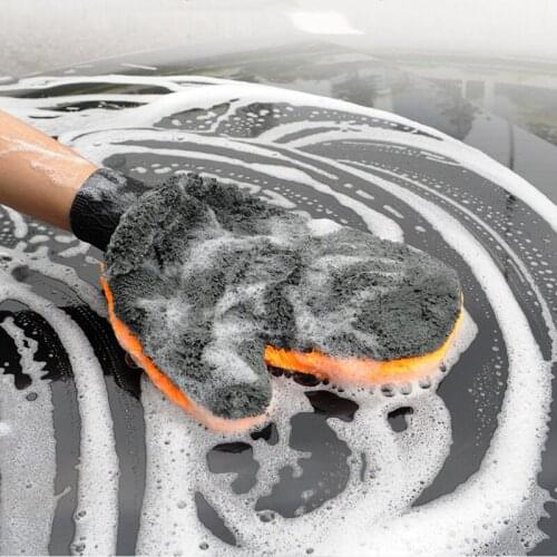1PCS car wash gloves thick microfiber car motorcycle cleaning supplies strong absorbent brush detailing tool towel