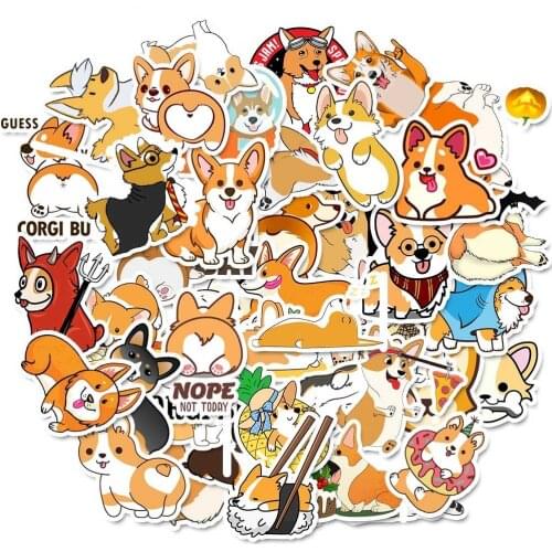 10/50Pcs Kawaii Animal Dogs Corgis Vsco Girl Waterproof Stickers Suitcase Skateboard Motorcycle Children Funny Graffiti Kid Toy