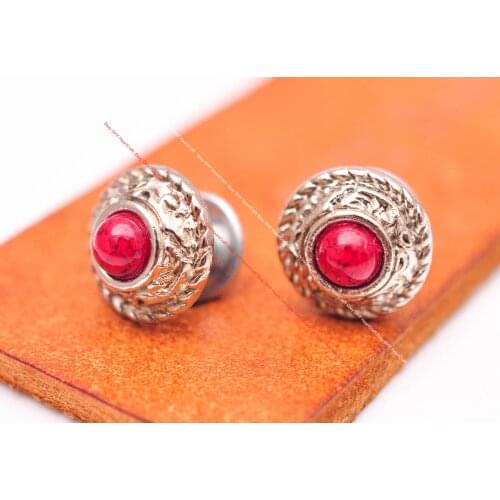 10Pcs 12mm Silver Floral Carved Rope Leathercraft Belt Accessories Western Saddle Tack Holster Red Turquoise Concho Screwback