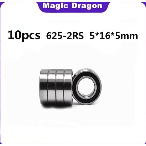 10PCS ABEC-5 625 2RS 625RS 625-2RS 625 RS 5*16*5 mm Miniature Rubber sealed High quality Deep Groove Ball Bearing