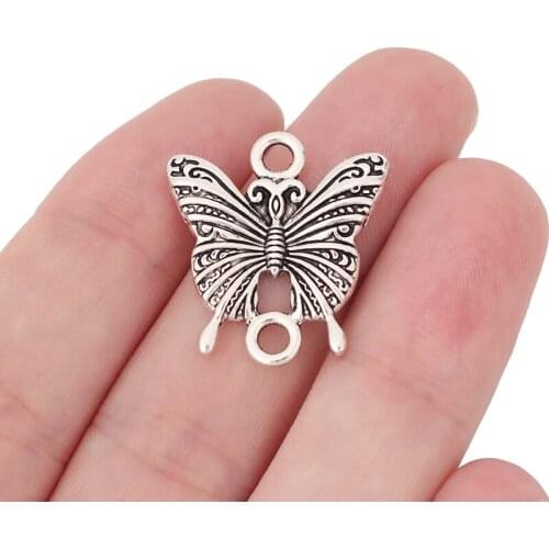 10 x Tibetan Silver Plated Butterfly Connectors Charms for DIY Bracelet Jewelry Making Accessories 23x25mm
