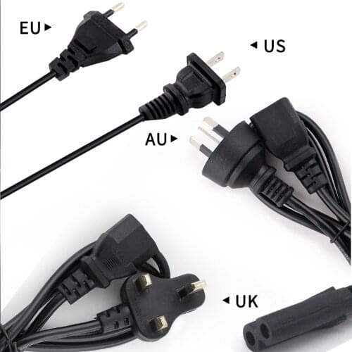 1x Durable 3PIN 2Pin AC Power Cord EU US AU UK Plug 10A Cable Extension Wire Adapter Lead Wire Power Cord For PC Laptop TV XBOX
