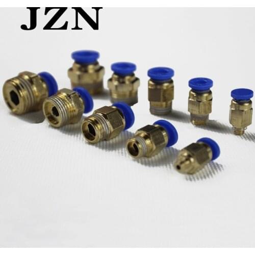 2PCS)Pneumatic Copper Quick Connector PC8-02 Threaded Through PC4-M5 Tracheal Quick Insert 6-01 / 10-03 / 12-04