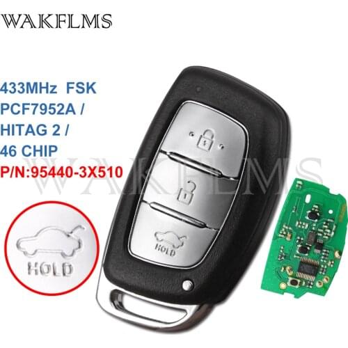 3 btns Remote Smart Car key 433Mhz For HYUNDAI Verna with PCF7952A HITAG 2 46 CHIP 95440-3X510