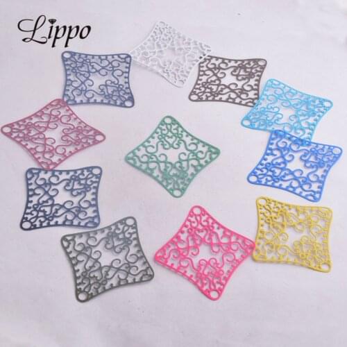 30pcs AB3027 46*52mm Square Charms Filigree Hollow out Connectors DIY jewelry parts