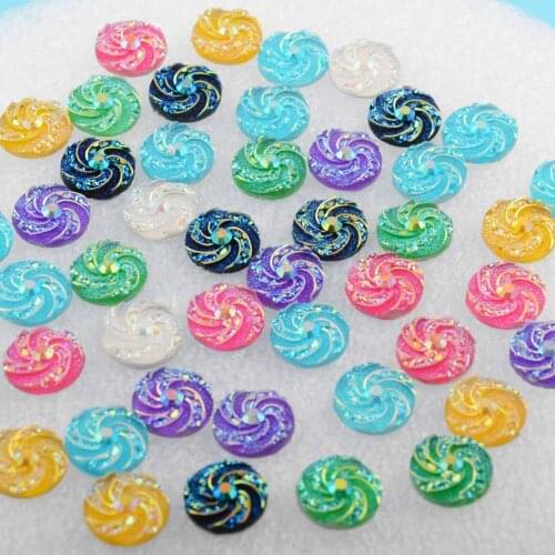 BOLIAO 40Pcs Round Shape Mix whirlwind 12*12mm(0 .47") FlatBack Resin Glue on Bag/Clothes Decoration Craft DIY Not Hole