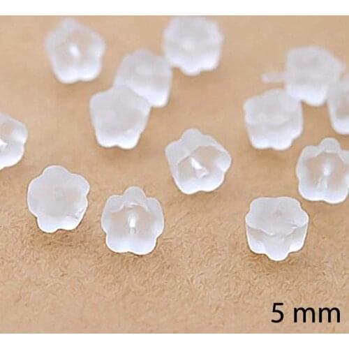 5mm 100pcs Large Silicone Rubber Plastic Earring Stopper Safety Backs Flower Ear Plugs Jewelry Finddings Components