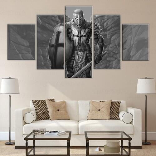 5 Piece HD Print Picture Poster Knight Templar Painting Canvas Wall Art Picture Home Decoration Living Room Canvas Painting