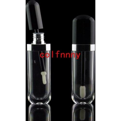 500pcs/lot Empty 8ml Lipstick Tube Lip Gloss Container Tube Brush Black Cap Plastic Small Lip Balm Tube Refillable Pot