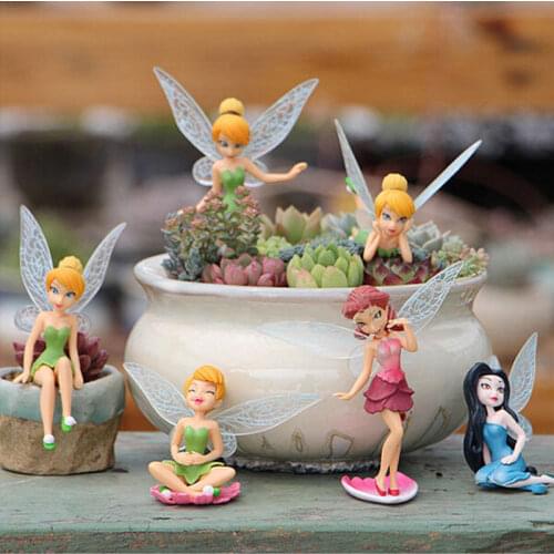 6Pcs Flower Fairy Pixie Fly Wing Family Miniature Artificial Cute Dogs Garden Ornament Home Decor Decoration Craft