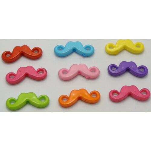 100 Mixed Bubblegum Color Acrylic Beard Charm Beads 20X8mm