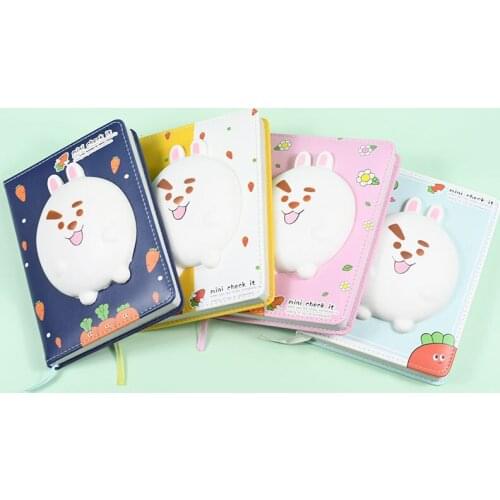 3D cute rabbit decompression notebook student planner color page diary rabbit decompression with gift packaging