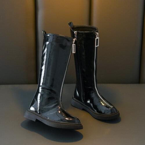 Girls boots 2021 new Winter with velvet little girls long, high riders leather boots British style childrens boots
