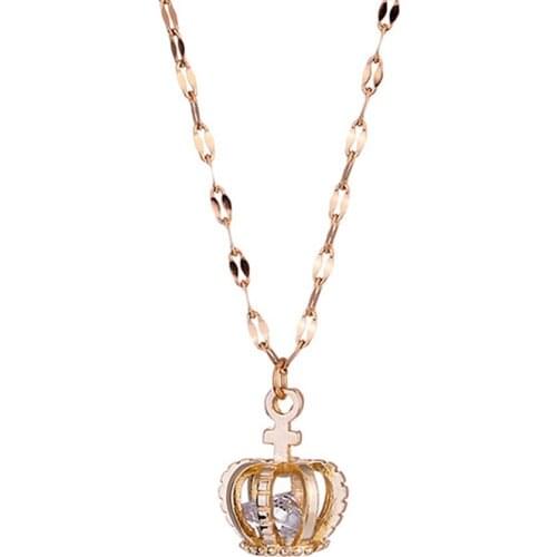 316L Stainless Steel Goddess Zircon Crown Lip Chain Titanium Steel Necklace колье женское