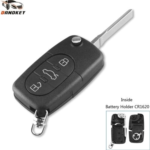 Dandkey 10PCS 3 Buttons Fob CR1620 High Quality For Audi TT A4 A6 A8 Quattro Flip Key Case For Car Remote Key Shell key shell