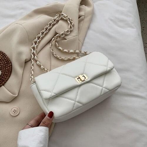 Chain Design PU Leather Crossbody Bags For Women Fashion Solid Color Summer Shoulder Handbags Female Travel Cross Body Bag