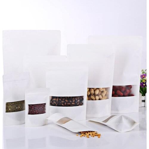 Ferimo 100pcs Top grade frosted window white leather paper self-contained bag tea and food packaging storage bags