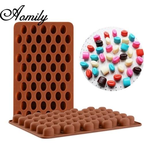 Aomily 55 Holes Classic Coffee Beans Shaped 3D Silicon Chocolate Jelly Candy Cake Mold DIY Pastry Bar Mini Ice Block Mould Tool